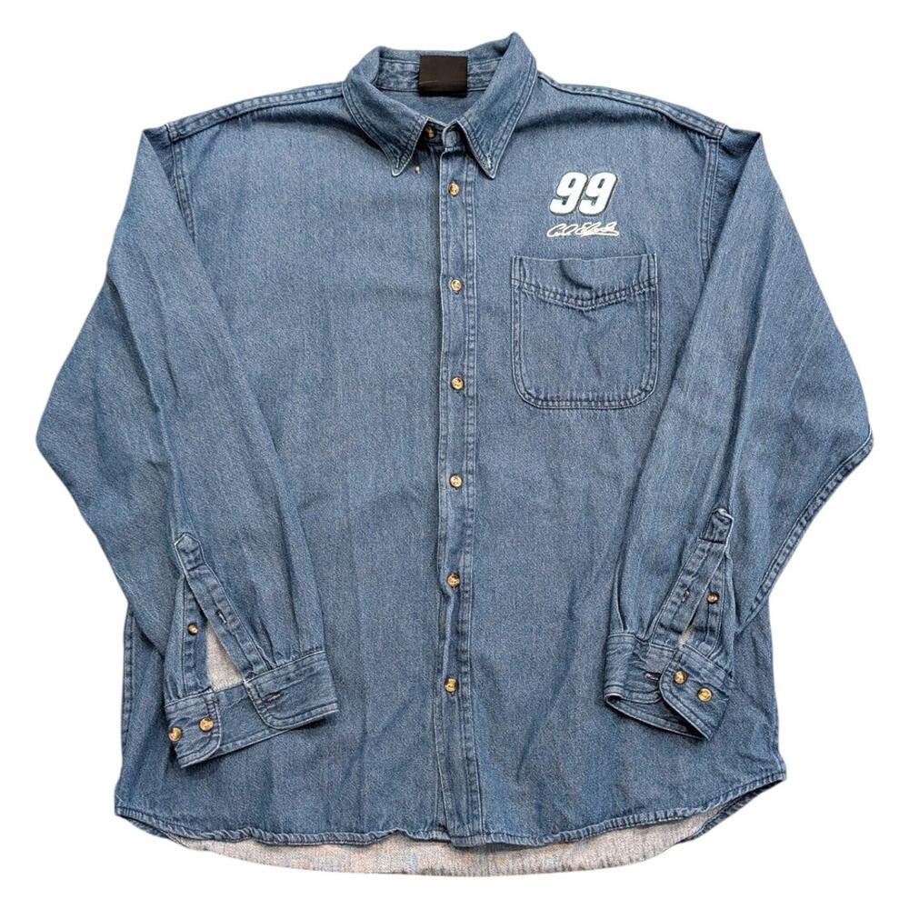 Y2K Carl Edwards NASCAR Long Sleeve Denim Shirt